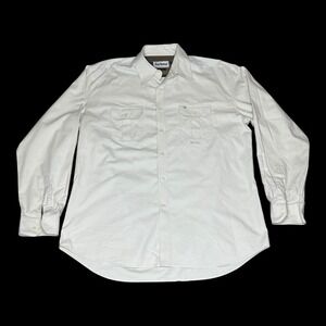 Barbour Mens Regular Fit Long Sleeve Button Down Double Pockets Shirt Cream (L)